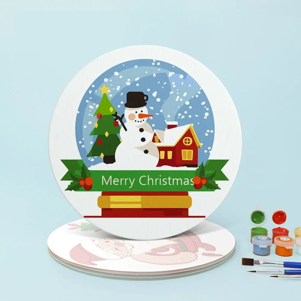 Figured'Art Kerstman en Sneeuwige Glimlachen schilderen op nummer 20cm 4 stuks