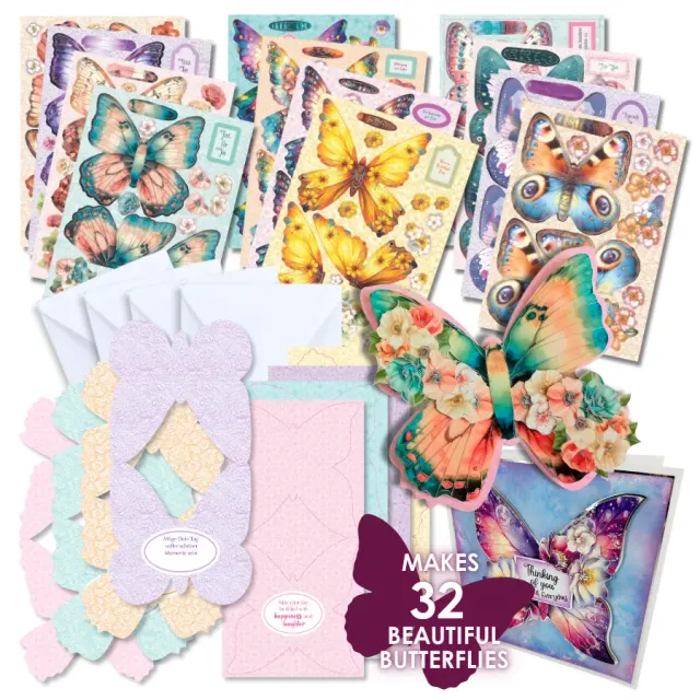 Craft Buddy Butterfly Shaped Card Collection kaarten 32 stuks