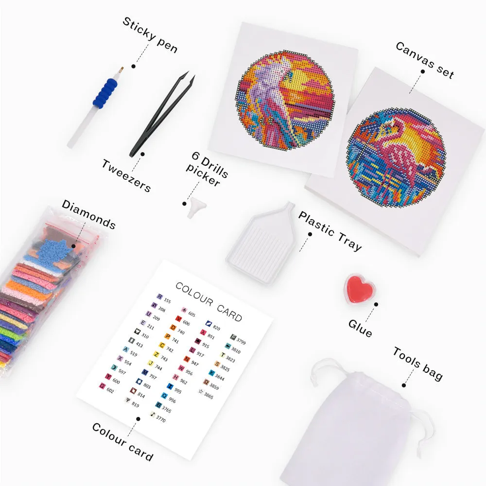 Figured'Art Tropische Vogels diamond painting mini 15x20cm 4 stuks