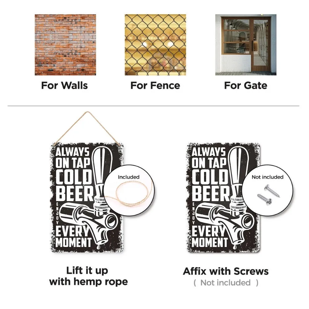 Figured'Art Metalen Poster Koud Bier Zwart & Wit 30x20 cm retro