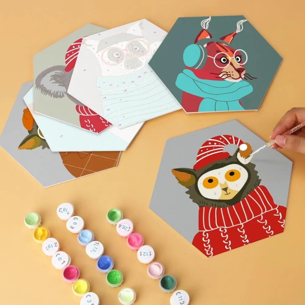 Figured'Art Mini Serie Beestjesportretten schilderen op nummer 6 stuks