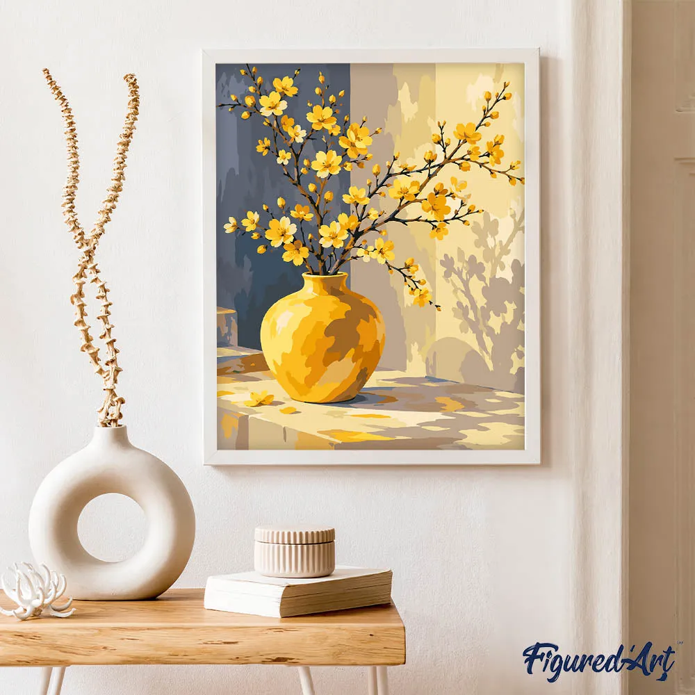 Figured'Art Gouden Bloesems schilderen op nummer 40x50 cm bloemen
