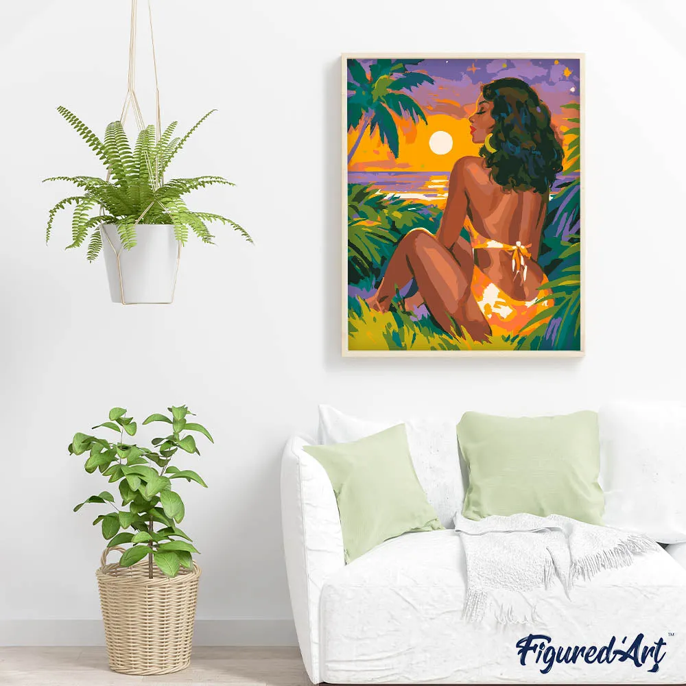 Figured'Art Gouden eiland schilderen op nummer canvas 40x50 cm