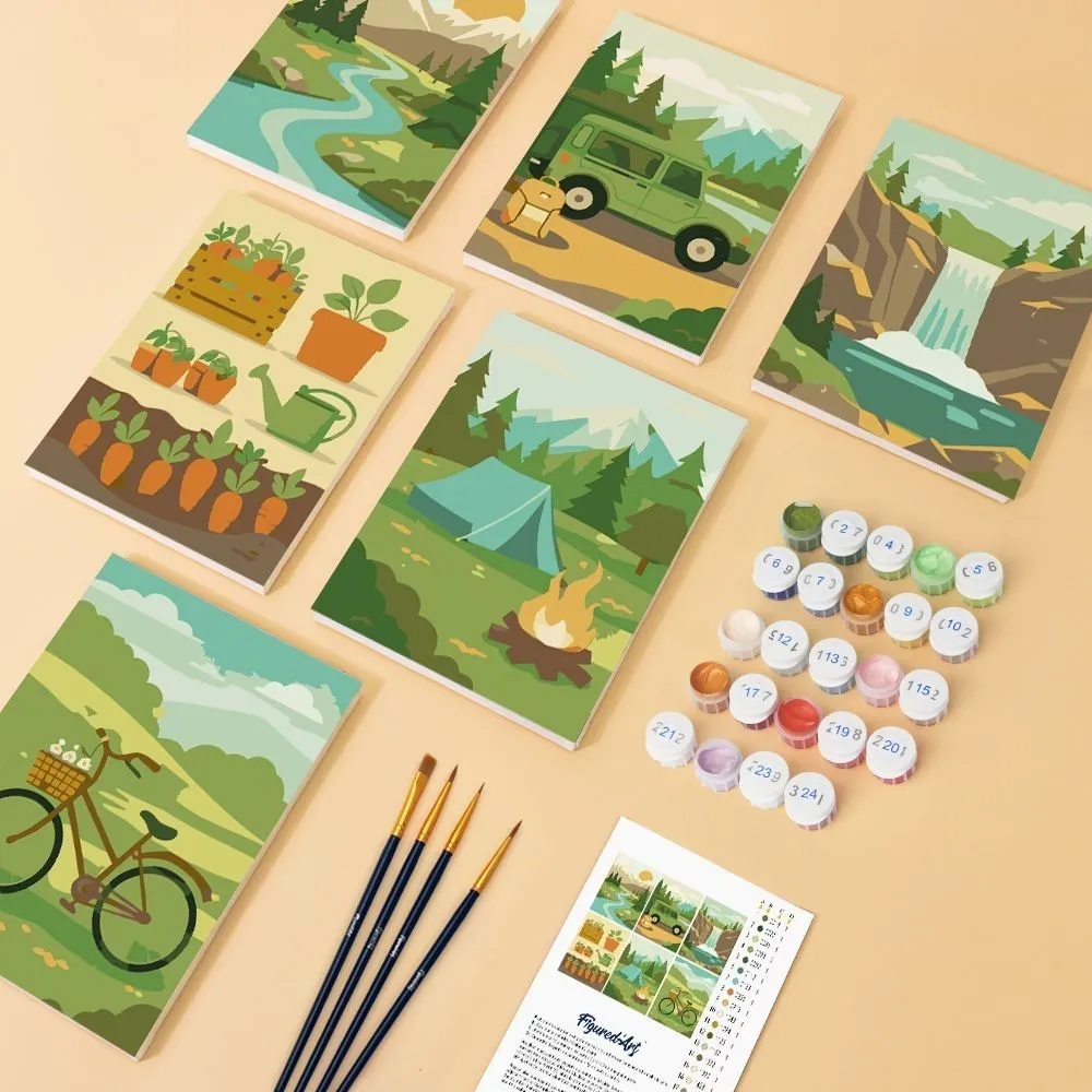 Figured'Art Natuurlijke Ontsnapping schilderen op nummer 15x20cm 6 stuks