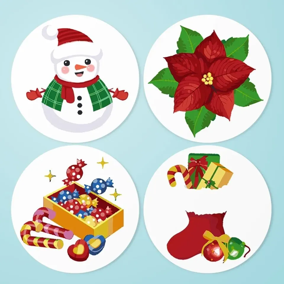 Figured'Art Sneeuwpop Kerstster schilderen op nummer 20 cm 4 stuks
