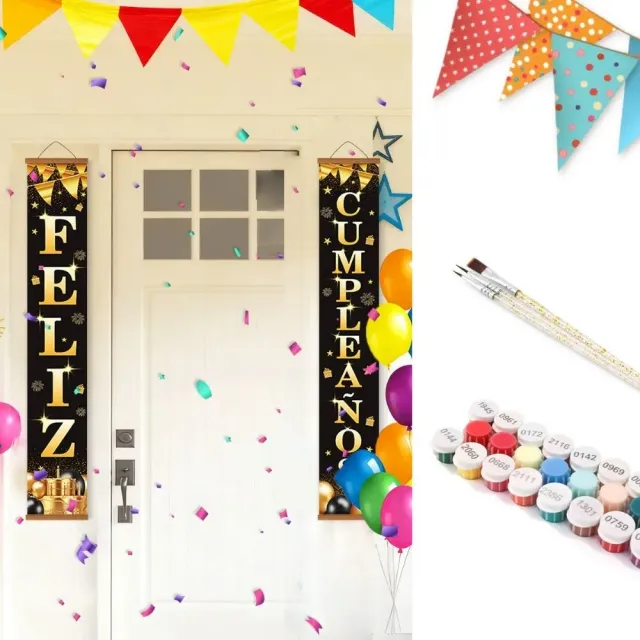 Figured'Art DIY Deur Banners Verjaardagsvlaggenlijn schilderen op nummer 20x120 cm
