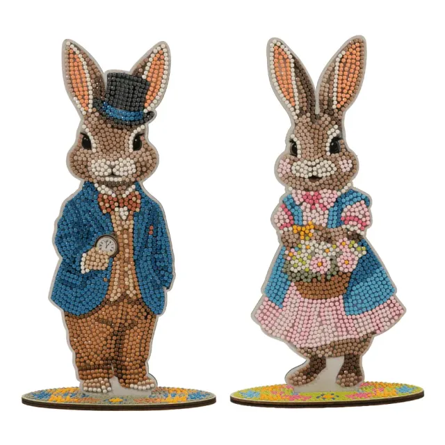Craft Buddy Vintage Bunnies Crystal Art paasdecoratie 24cm