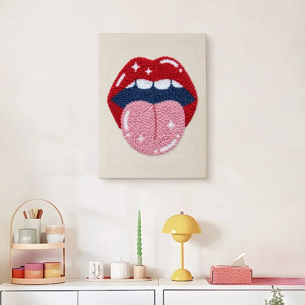 Figured'Art Elektrische Lippen punch needle pakket 20x30 cm katoen