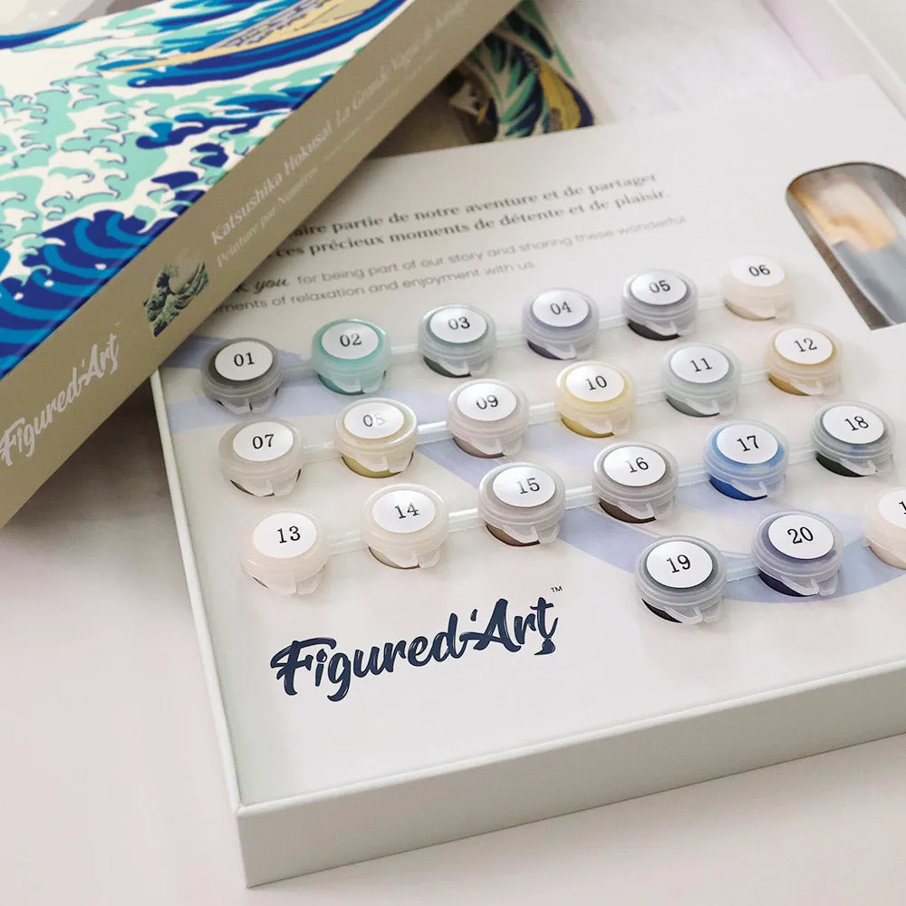 Figured'Art Grote Golf bij Kanagawa Schilderen op Nummer Cadeauset