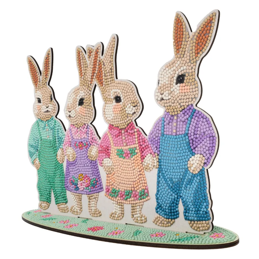 Craft Buddy Crystal Art Happy Bunny Family houten decoratie pasen