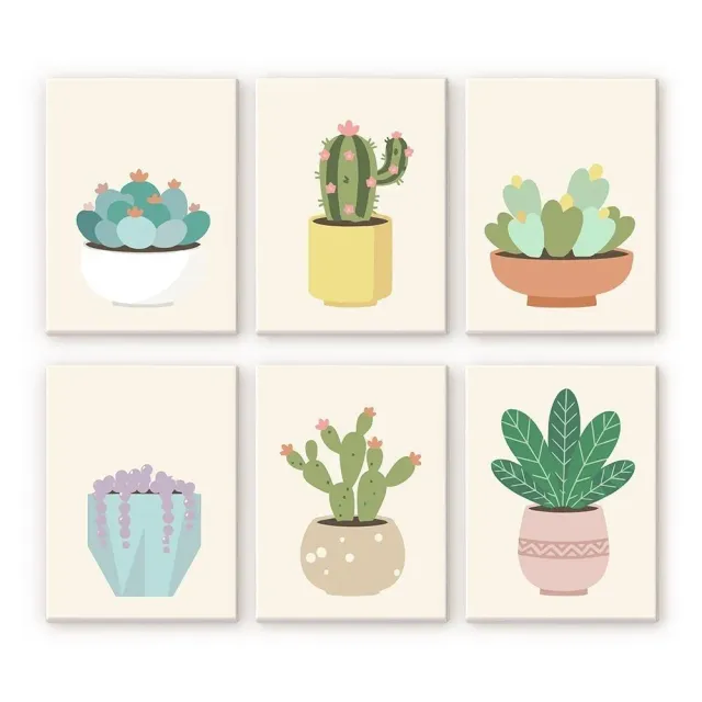 Figured'Art Cactuscollectie 2 mini schilderen op nummer 15x20 6x
