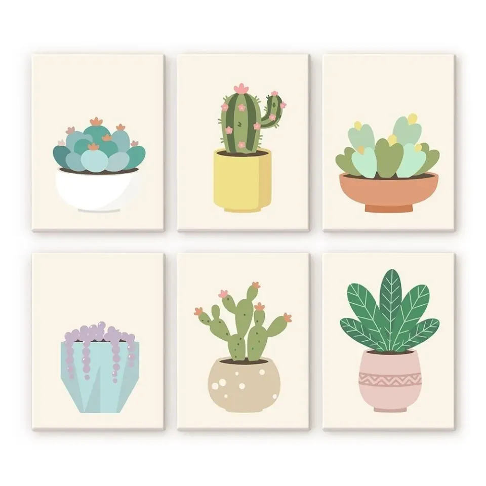 Figured'Art Cactuscollectie 2 mini schilderen op nummer 15x20 6x