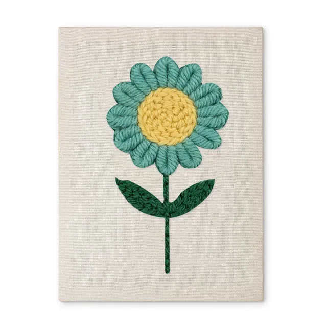 Figured'Art Blauwe Lucht Bloem punch needle pakket 20x30cm frame