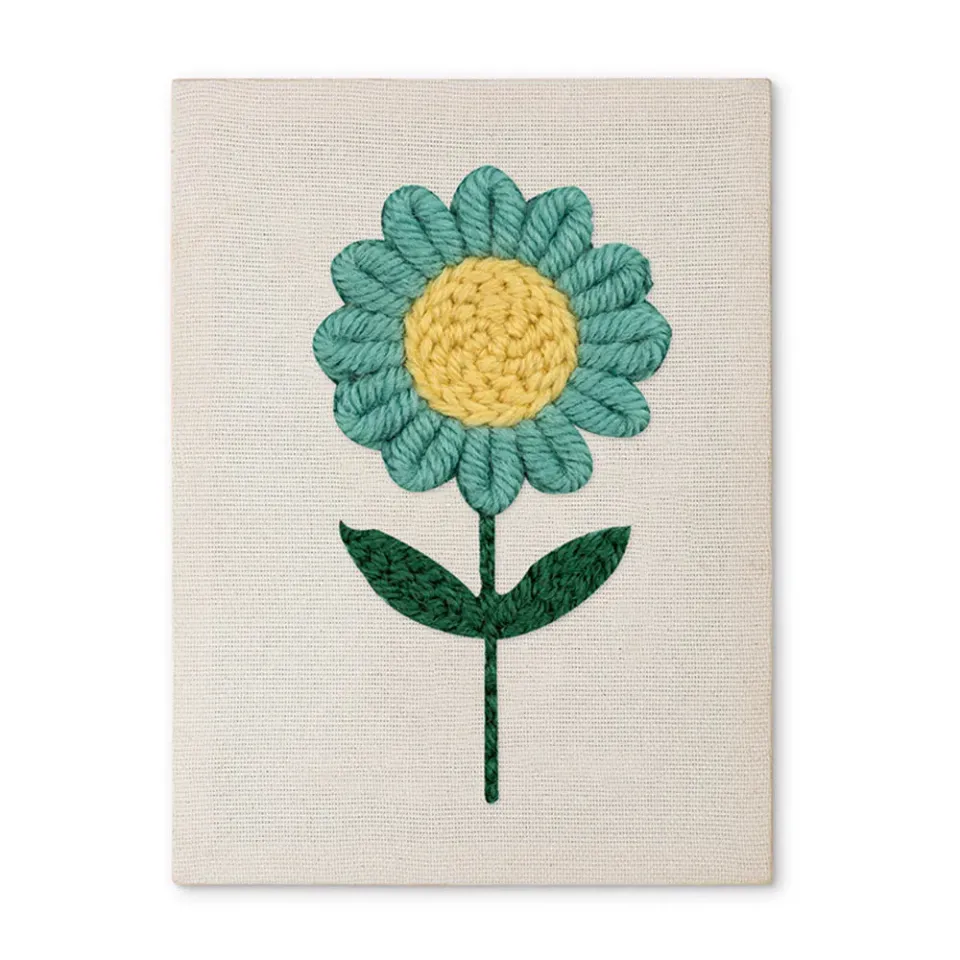 Figured'Art Blauwe Lucht Bloem punch needle pakket 20x30cm frame