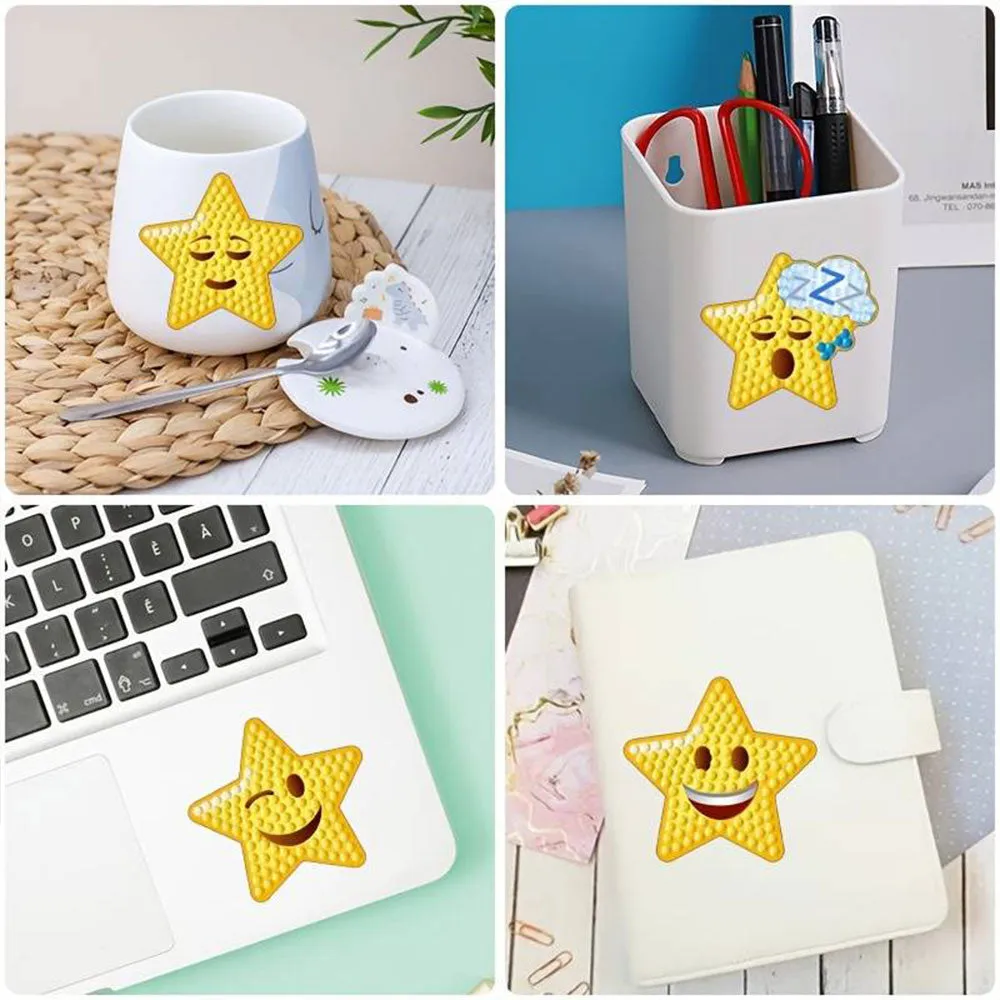 Figured'Art Emoji Sterren diamond painting stickers 16 stuks 3cm