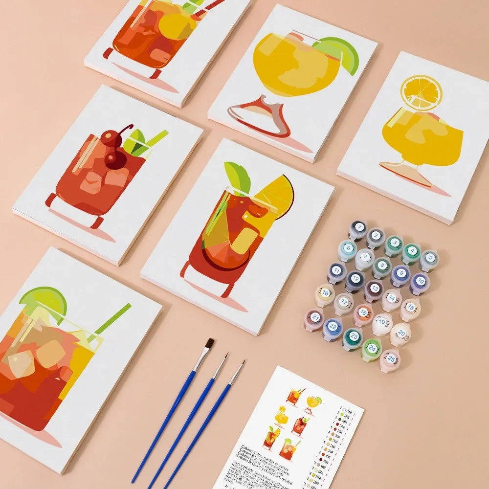 Figured'Art Tropische Cocktails mini schilderen op nummer 6x 15x20cm
