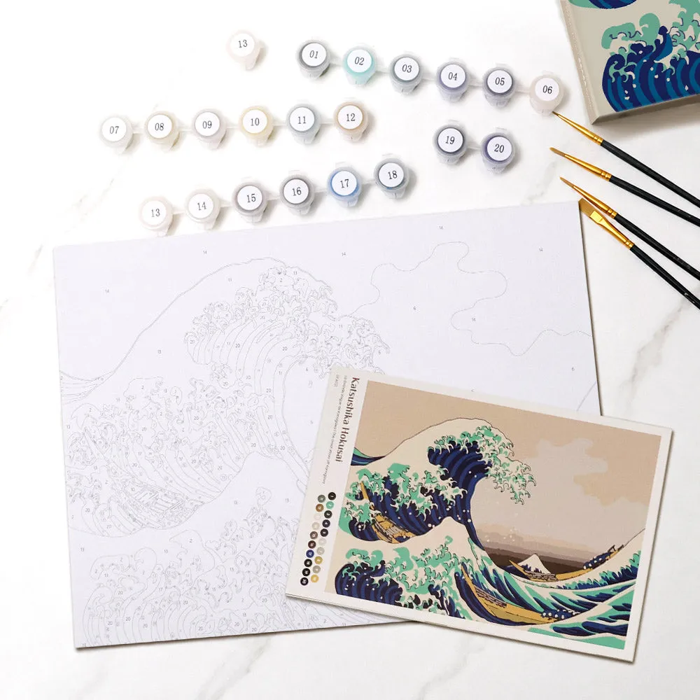 Figured'Art Grote Golf bij Kanagawa Schilderen op Nummer Cadeauset