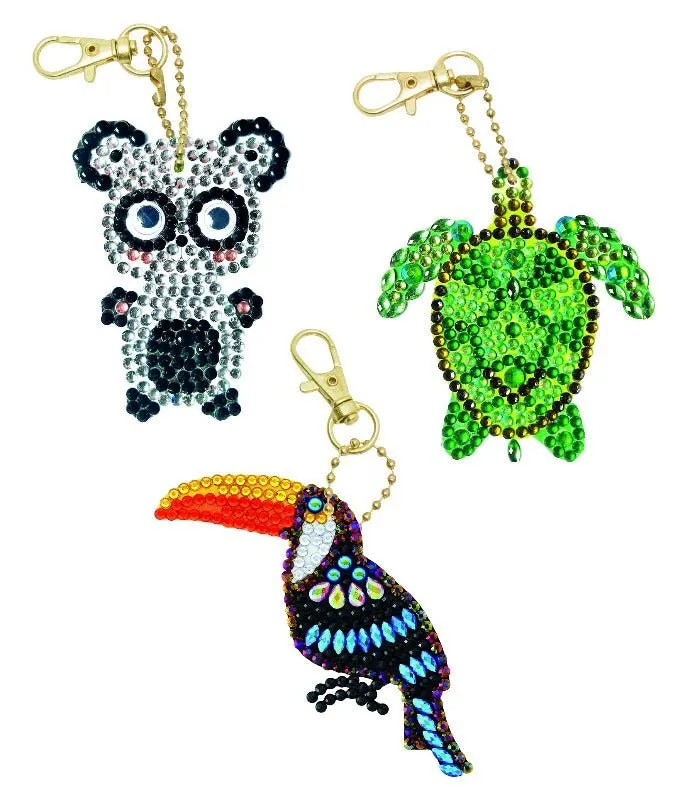 Craft Buddy Crystal Art Exotic Animals sleutelhanger 3 stuks