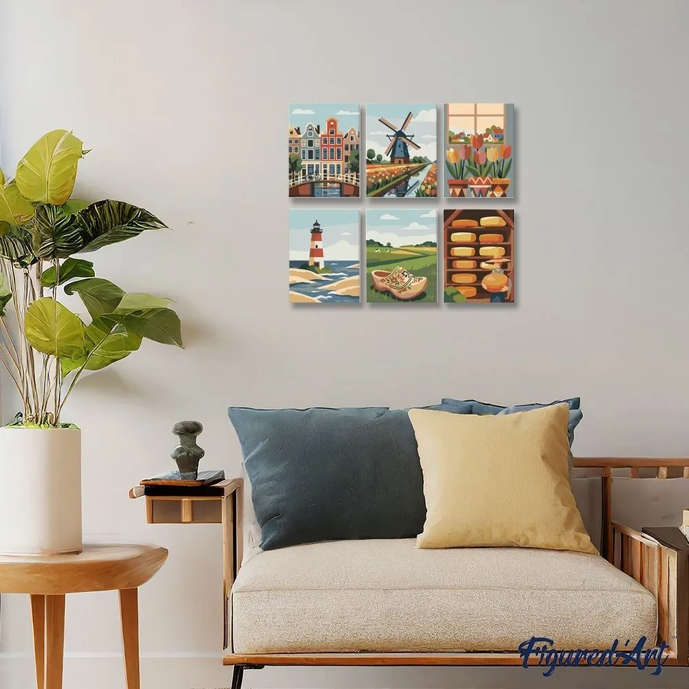 Figured'Art Mini Nederland in Bloei schilderen op nummer 15x20cm 6 stuks