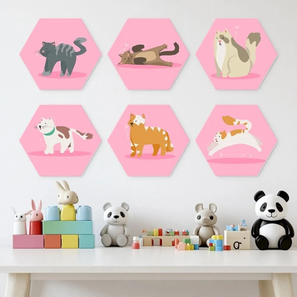 Figured'Art Mini Zeshoeken Dieren in roze Schilderen op Nummer 6st