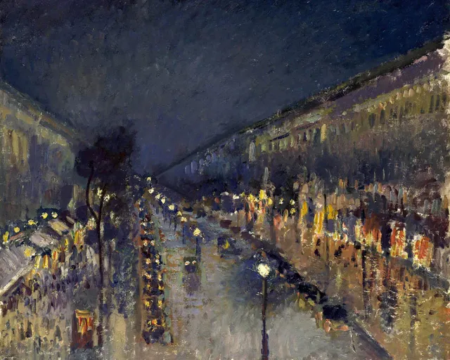 Figured'Art Boulevard Montmartre nachtelijk effect schilderen op nummer 40x50 cm impressionisme