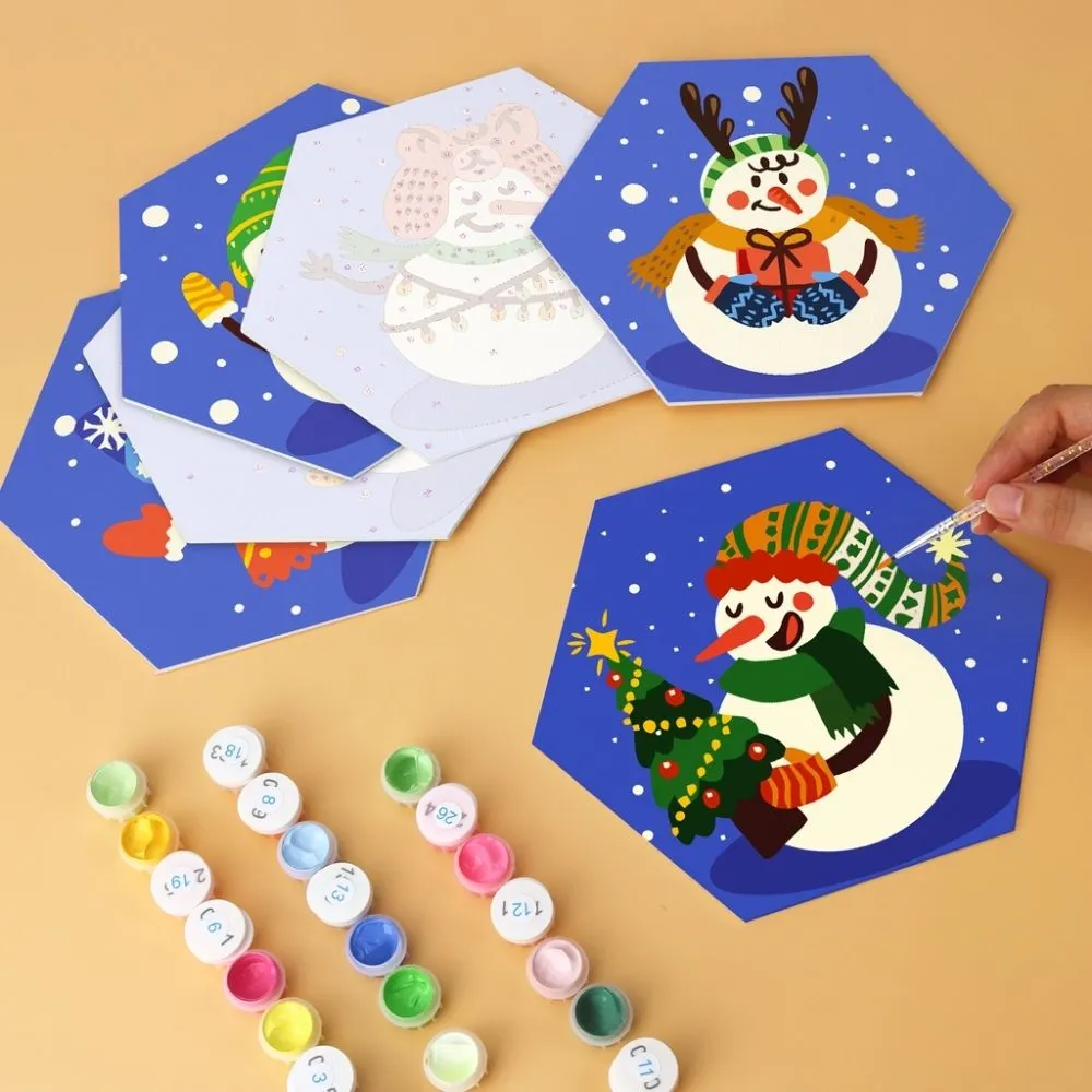 Figured'Art Mini Serie IJzige Vriendjes schilderen op nummer 6 stuks winter