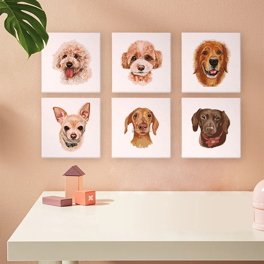 Figured'Art Schattige Honden schilderen op nummer 15x15 6 stuks