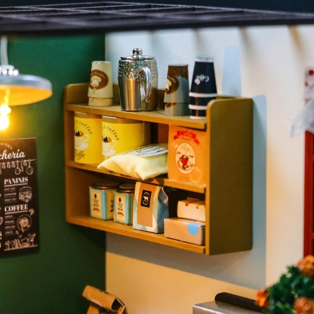Figured'Art Middagkoffie miniatuurhuisje 22 cm met licht