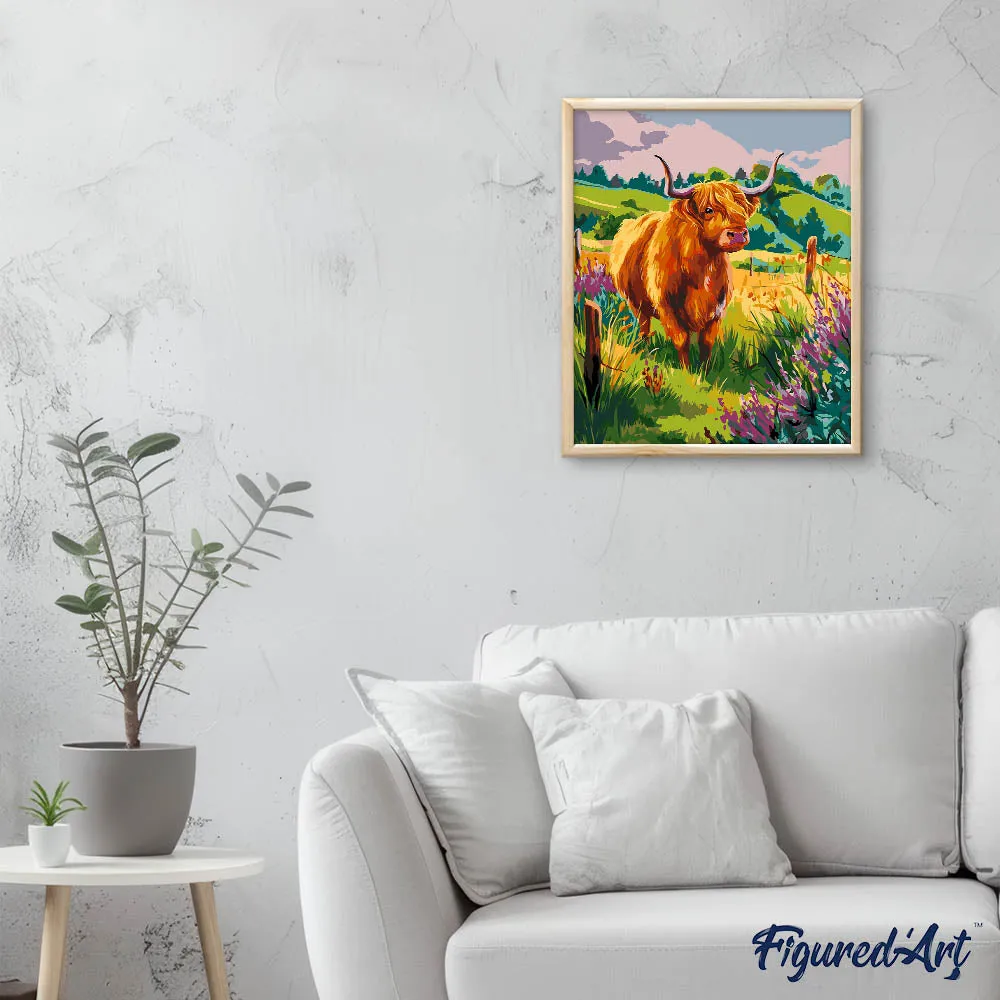 Figured'Art Schotse Hooglander Schilderen op Nummer Koe