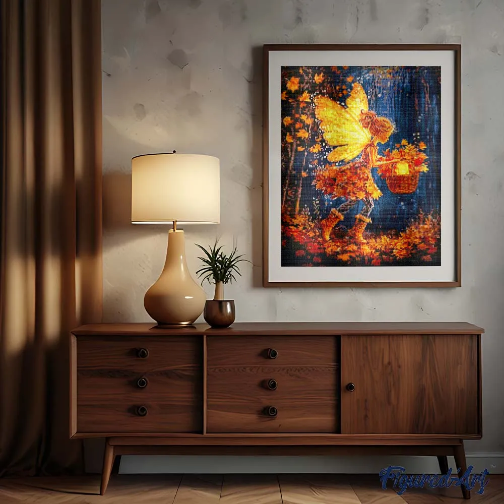 Figured'Art De bladverzamel-fee diamond painting 40x50cm herfst