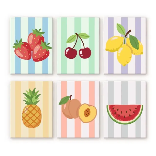 Figured'Art Zonnige Fruitset mini schilderen op nummer 6 stuks 15x20cm