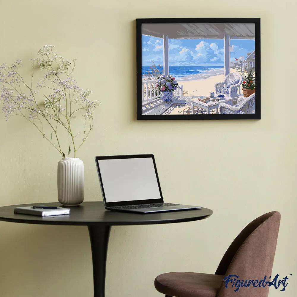 Figured'Art Schilderen op Nummer Veranda van kustsereniteit 40x50 cm zee