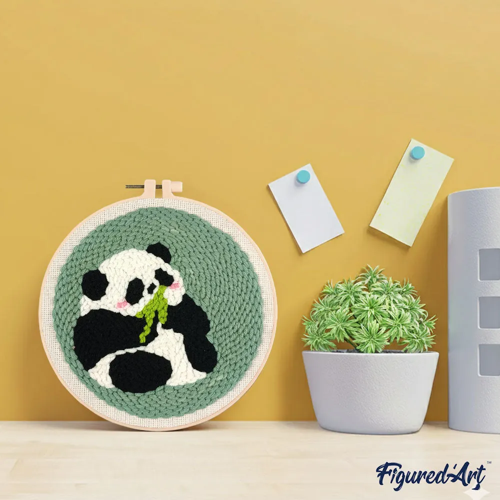 Figured'Art Punch Needle pakket Panda 2 20x20 cm wol