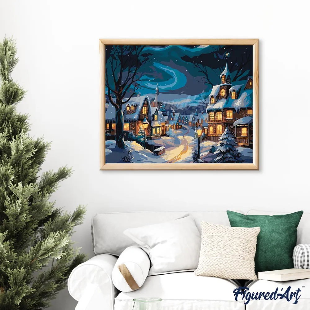 Figured'Art Sterrenkerstdorp schilderen op nummer 40x50 cm winter