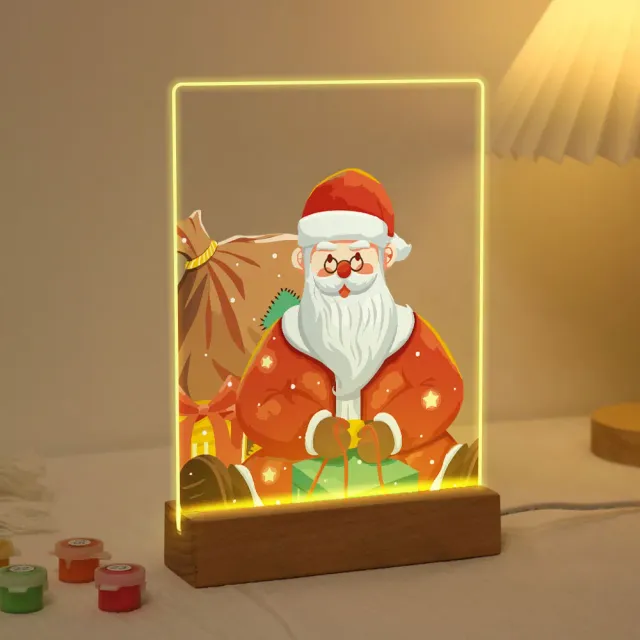 Figured'Art Kerstman 09 schilderen op nummer 15x20cm met LED standaard
