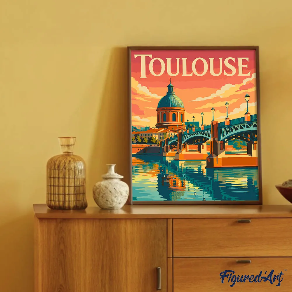 Figured'Art Reisposter Kanaalbrug Toulouse schilderen op nummer 40x50 cm