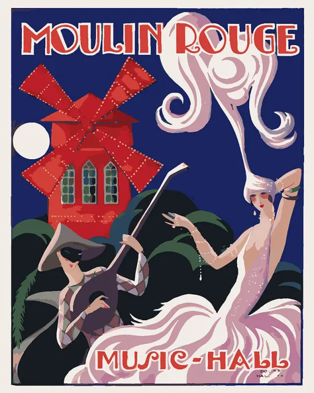 Figured'Art Moulin Rouge Music Hall schilderen op nummer 40x50 vintage