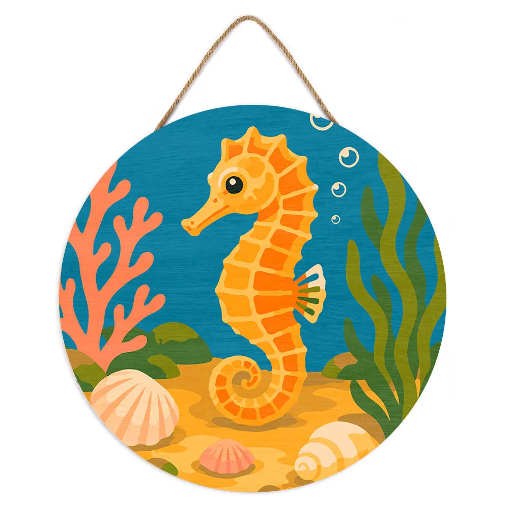 Figured'Art Zeepaardje schilderen op nummer houten schijf 30cm
