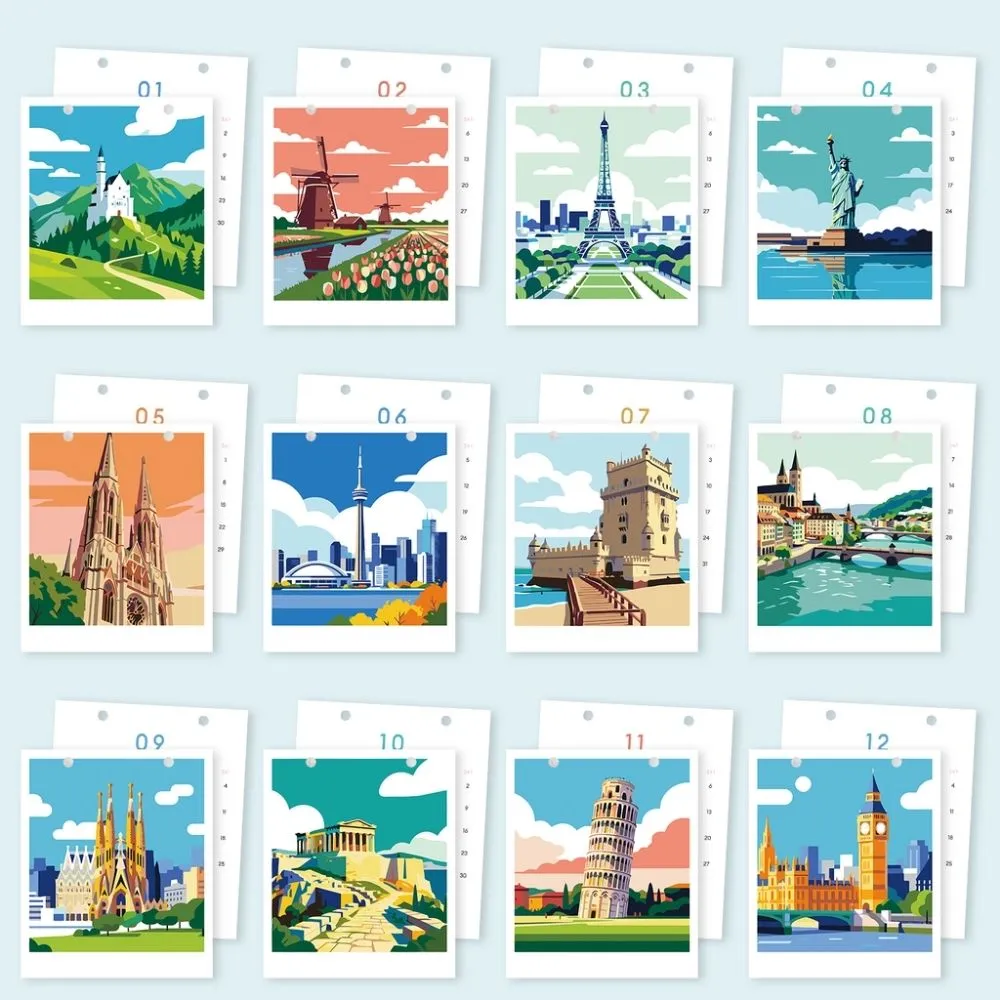 Figured'Art Iconische Monumenten schilderen op nummer kalender 2027 18x22cm