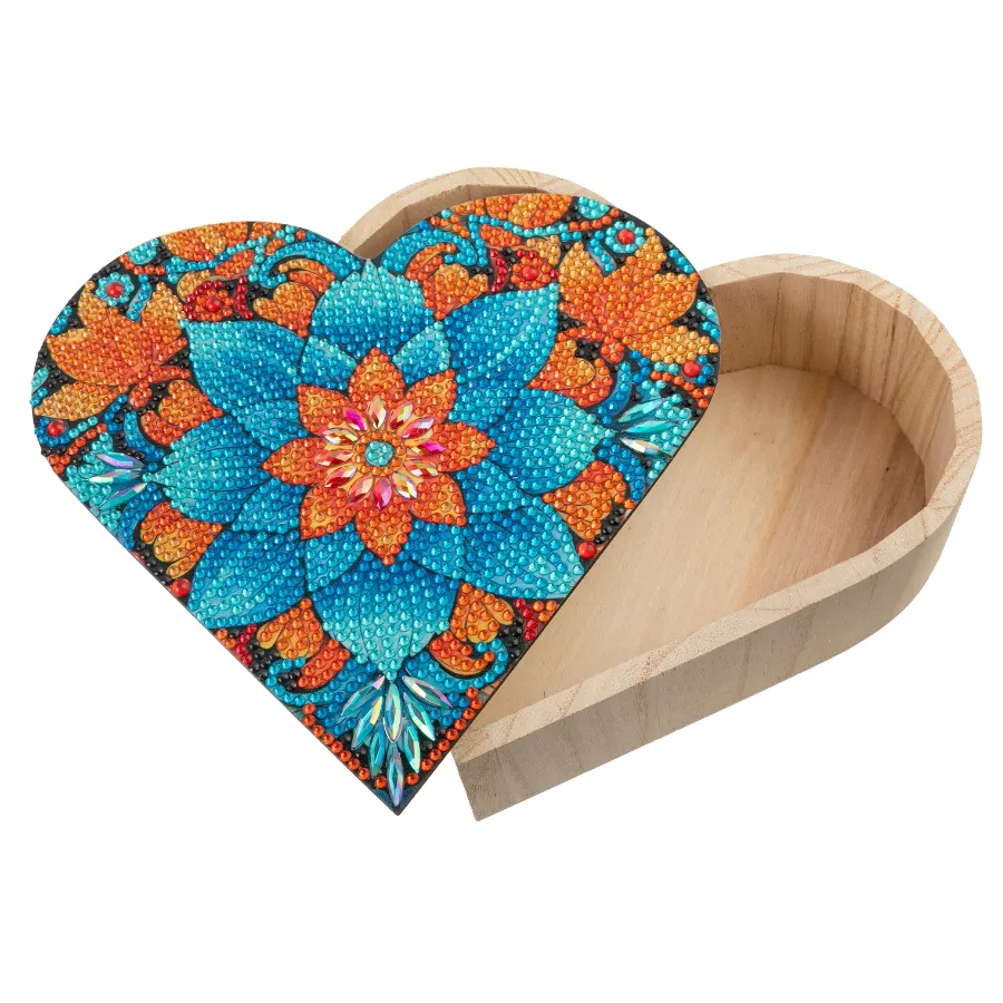 Craft Buddy Crystal Art Hart opbergdoosjes hout 2 stuks