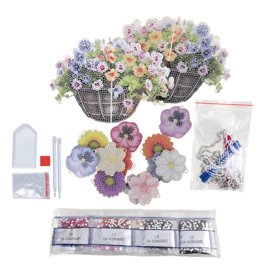 Craft Buddy Crystal Art Flower Wind Chime hanger 73cm bloemen