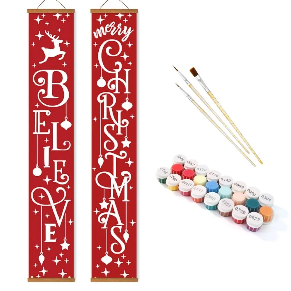 Figured'Art Geloof in Kerstmagie deur banners schilderen op nummer 20x120 cm