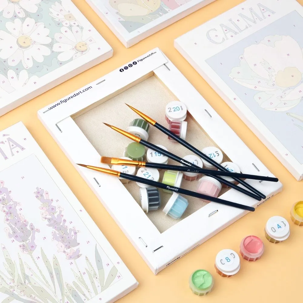 Figured'Art Bloeiende Emoties 4 schilderen op nummer 15x20cm 6st