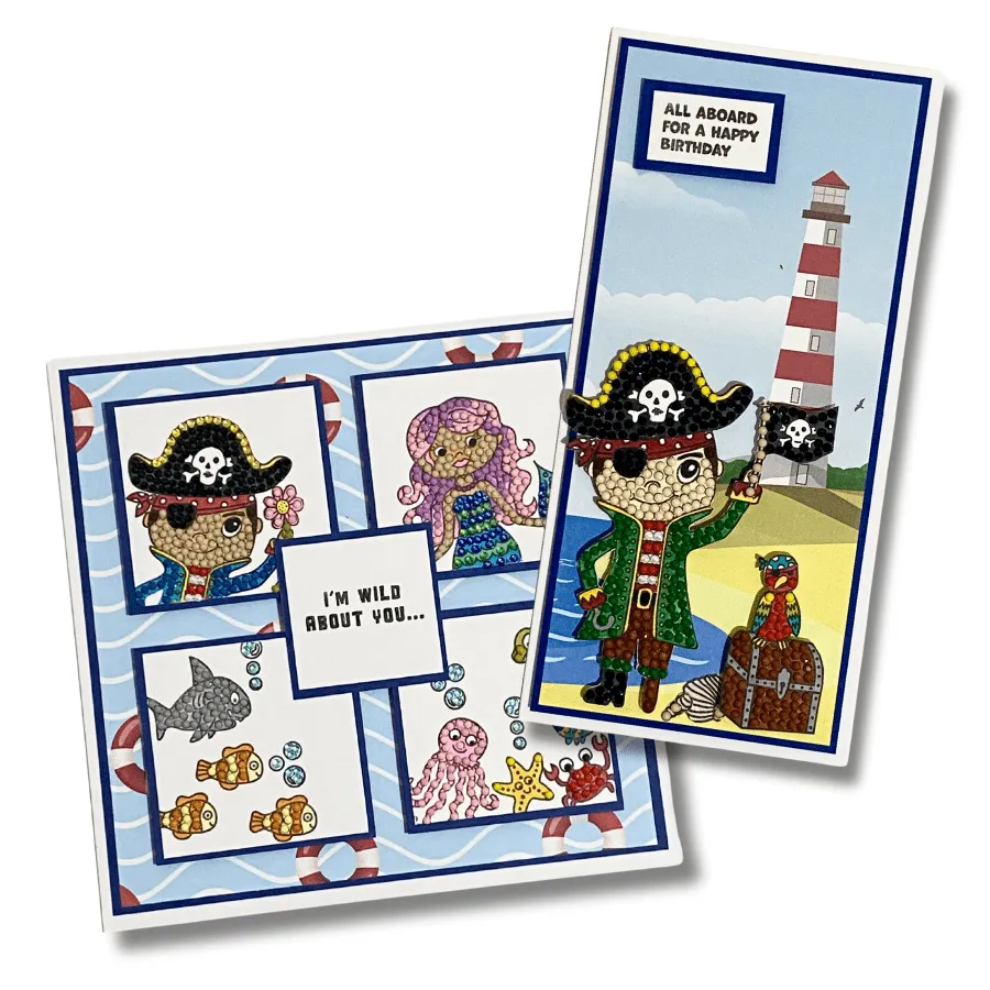 Craft Buddy Pirate Adventure Crystal Art stempelset A6 piraat 8 stuks