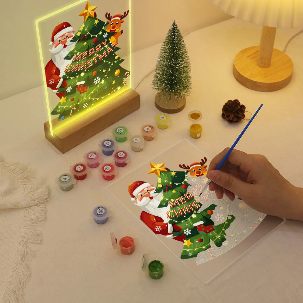 Figured'Art Kerstman 03 schilderen op nummer 15x20 cm met LED