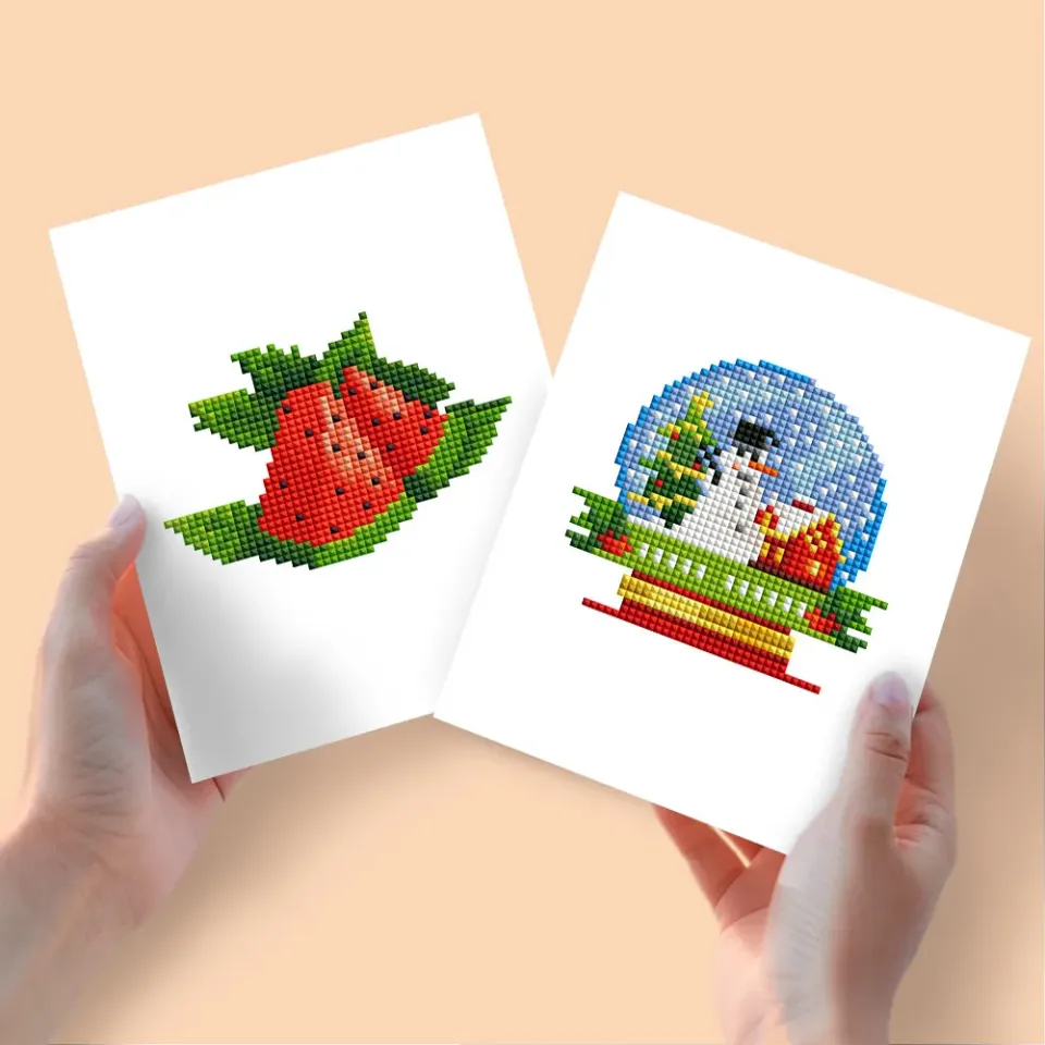 Figured'Art Zomer en Winter mini diamond painting 15x20 cm 2 stuks