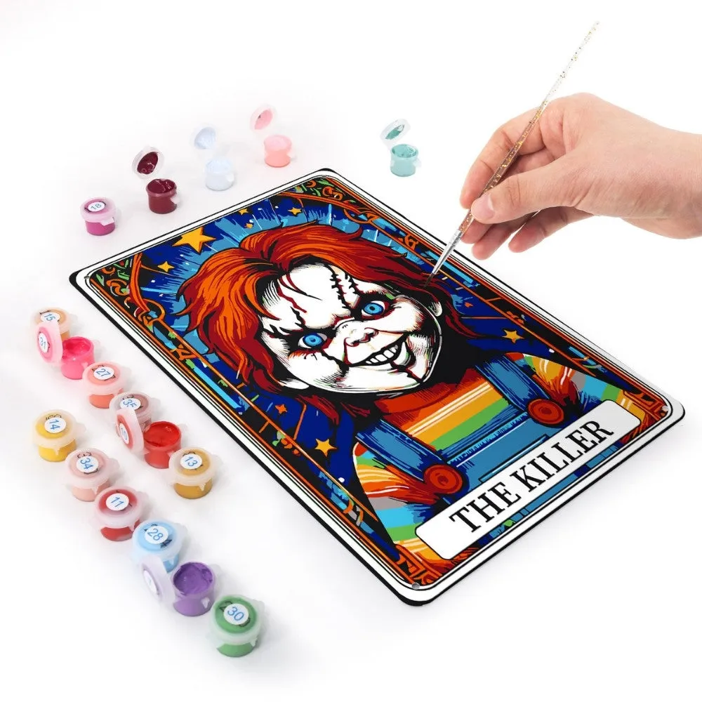Figured'Art De Killer Rode Pop metalen poster schilderen op nummer 30x20 cm