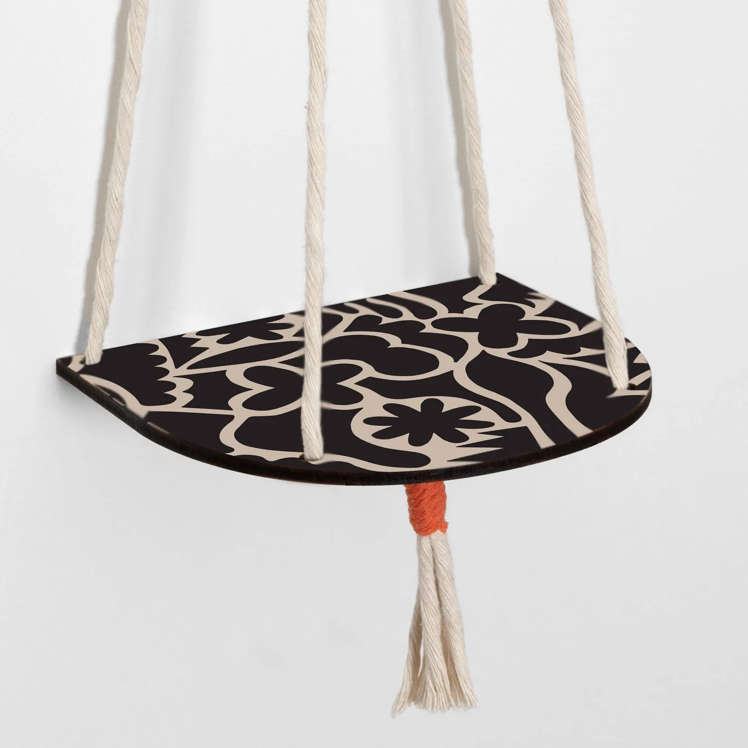Studio Wald Black Abstract hangende plantenplank macramé