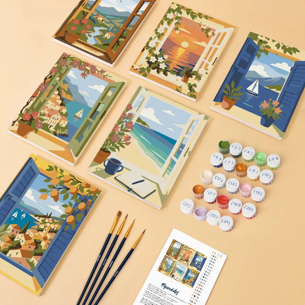 Figured'Art Ramen oceaan mini schilderen op nummer 6x15x20