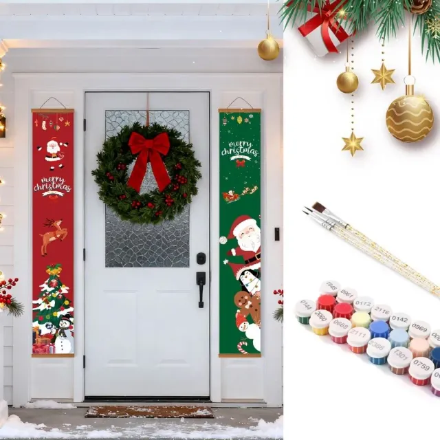 Figured'Art Schilderen op Nummer Kerstsfeer deurbanner 2x 20x120 cm